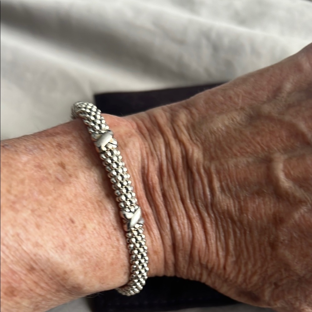 LAGOS Sterling Silver Caviar Bracelet with X accent